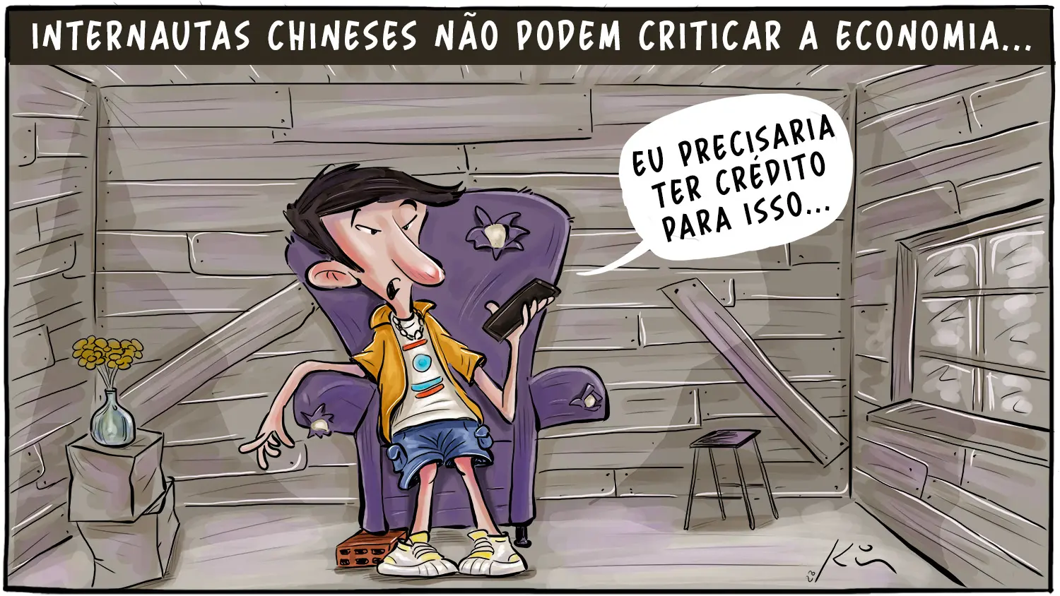 Charge da semana: Internautas chineses não podem criticar a economia - A Referência